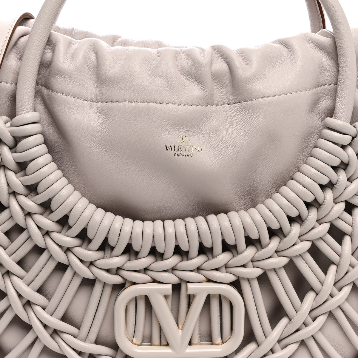 Valentino Garavani Lambskin Vlogo Macrame Tote Lilac Ash 7 of 9