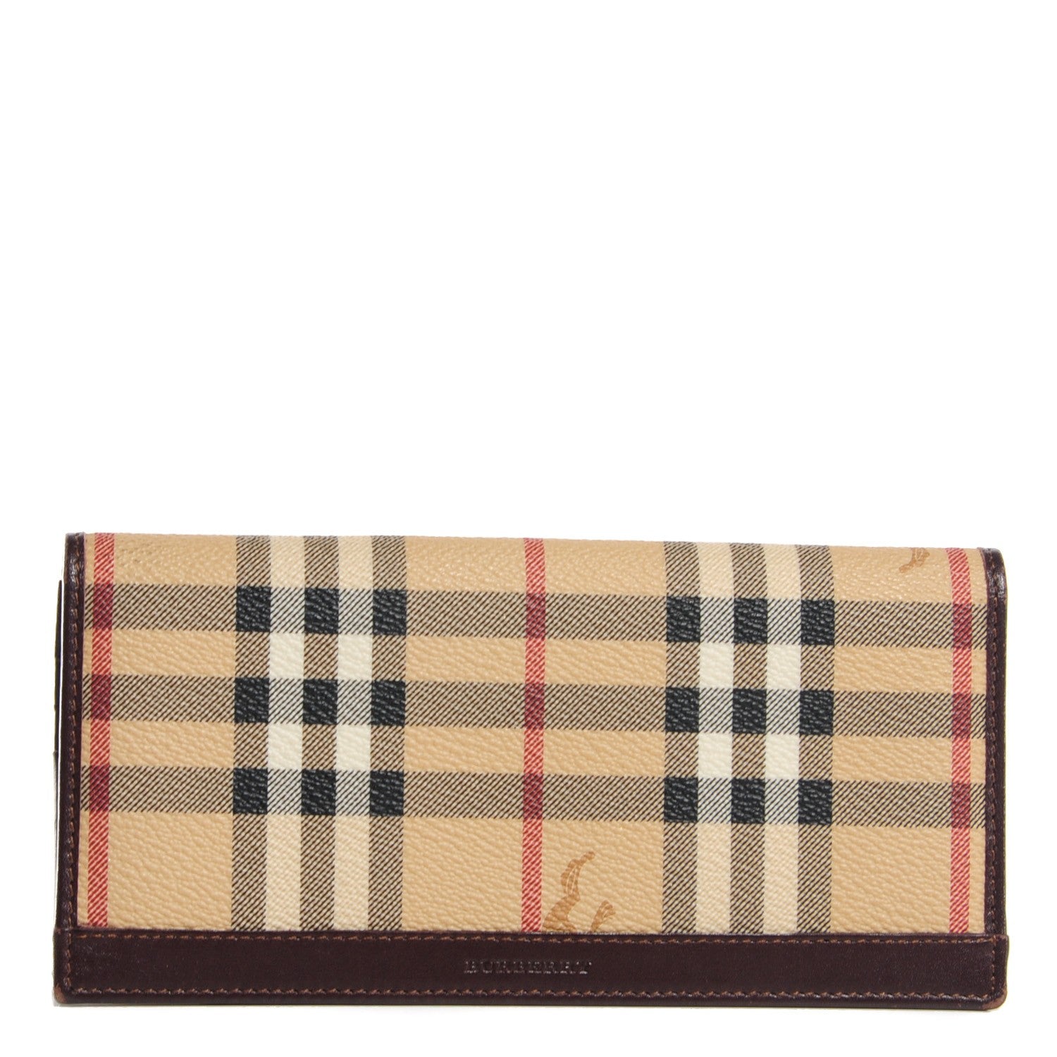Burberry Haymarket Check Continental Wallet Chocolate 1 of 8