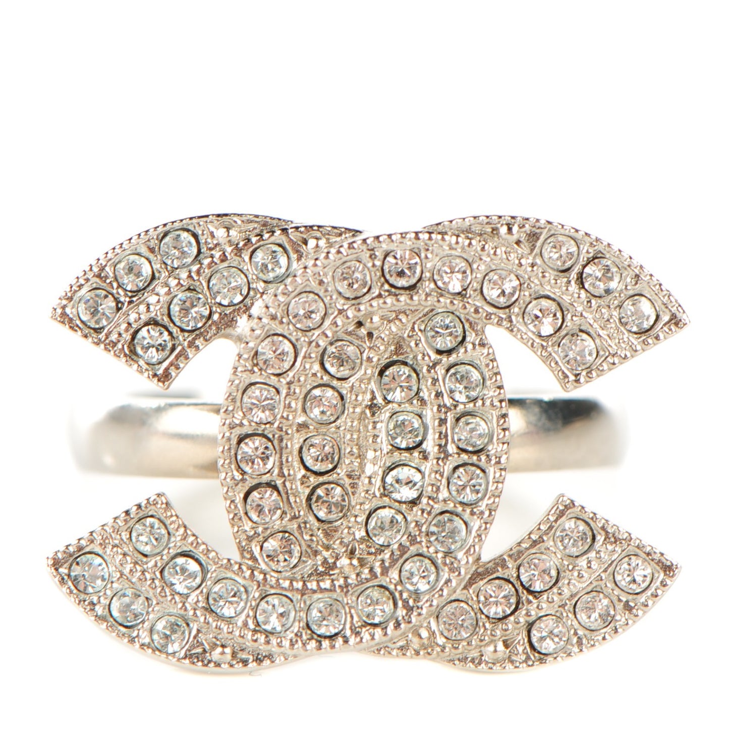 Crystal Double CC Ring 6.25 Silver