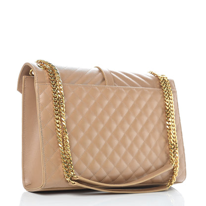 Saint Laurent Grain De Poudre Mixed Matelasse Large Triquilt Monogram Satchel Cork 3 of 11