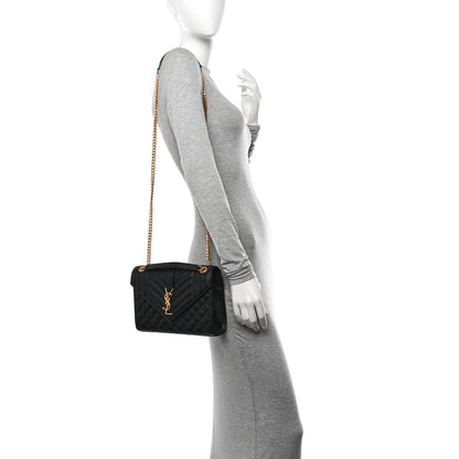 Saint Laurent Grain De Poudre Textured Mixed Matelasse Triquilt Medium Monogram Satchel Black 2 of 10