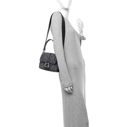 Fendi Cuoio Roma Colossal Head Of A Goddess Print Sellerissima Nappa Sintetica Tape Stitch Baguette Dark Purple 2 of 10