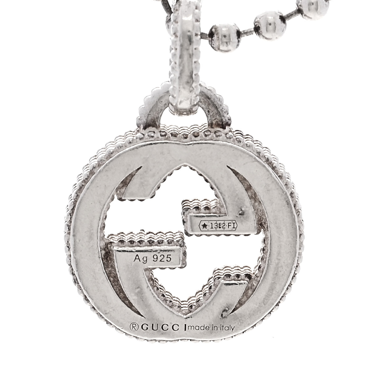 Sterling Silver Interlocking G Beaded Cluster Pendant Necklace