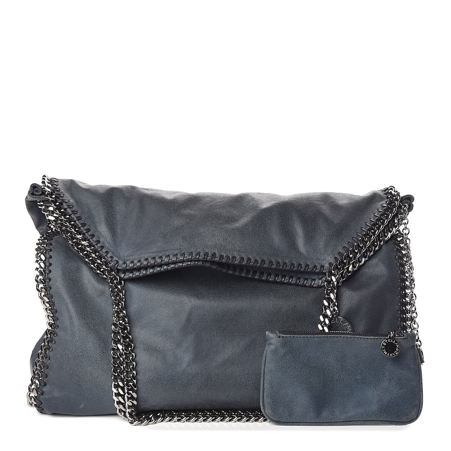 Stella McCartney Shaggy Deer Large Falabella Fold Over Tote Blue 1 of 9