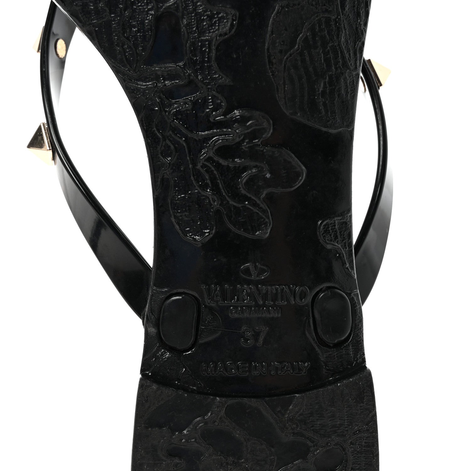 Valentino Garavani PVC Jelly Rockstud Bow Thong Sandals 37 Black