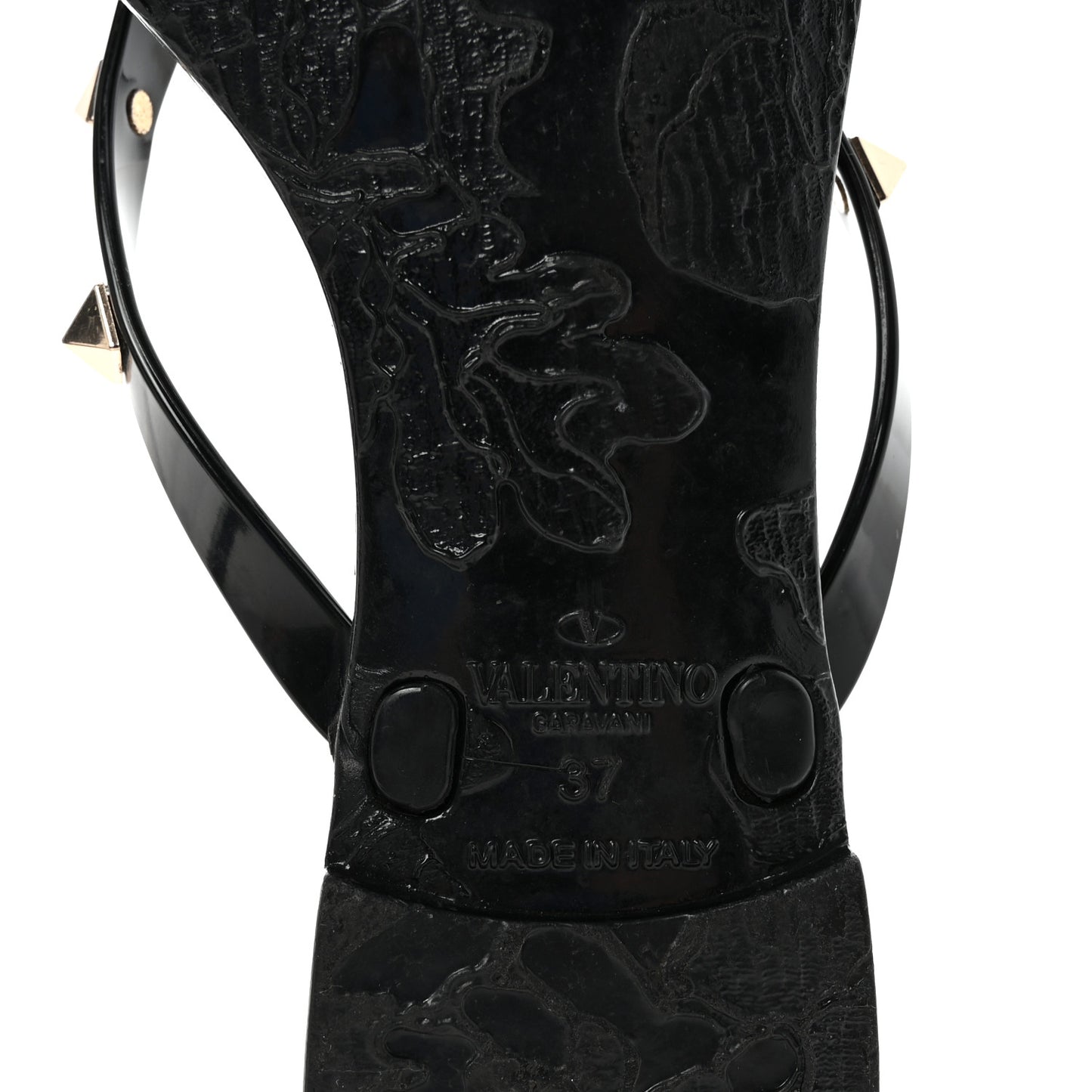 PVC Jelly Rockstud Bow Thong Sandals 37 Black