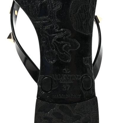 Valentino Garavani PVC Jelly Rockstud Bow Thong Sandals 37 Black 7 of 8