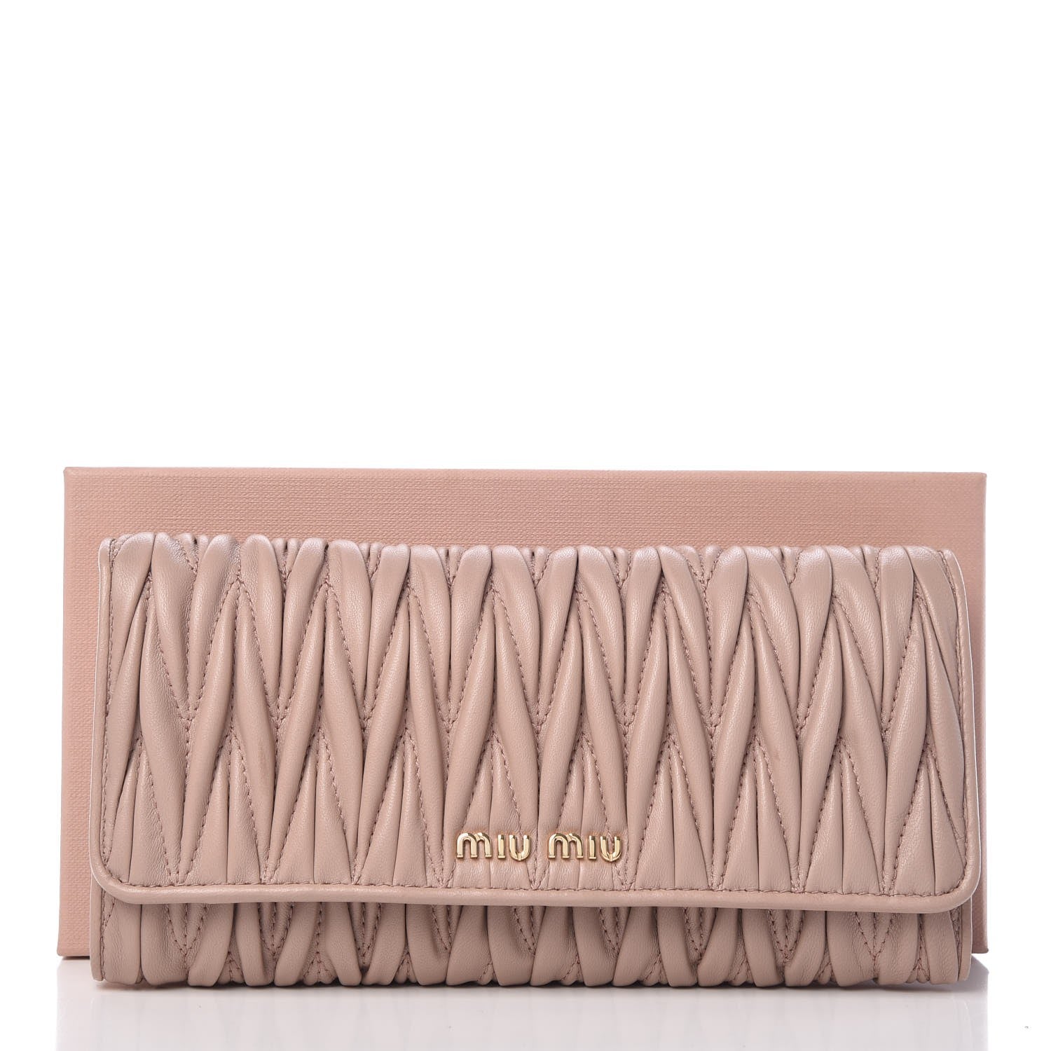 Miu Miu Nappa Matelasse Flap Wallet Cammeo 10 of 10