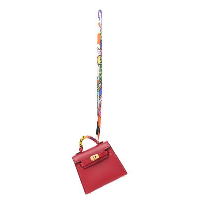 Hermes Tadelakt Mini Kelly Twilly Bag Charm Rouge Vif 1 of 7