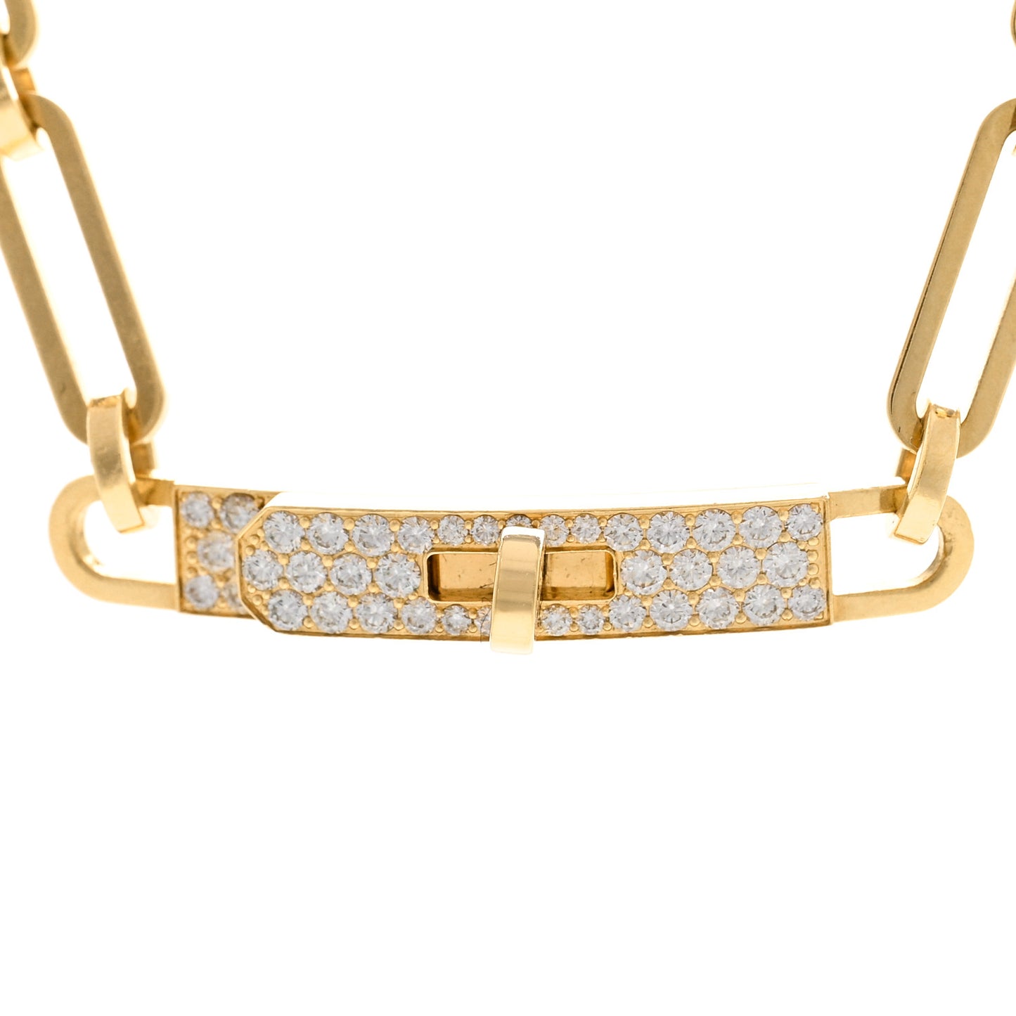 18K Yellow Gold Diamond Pave Kelly Chaine Choker Necklace