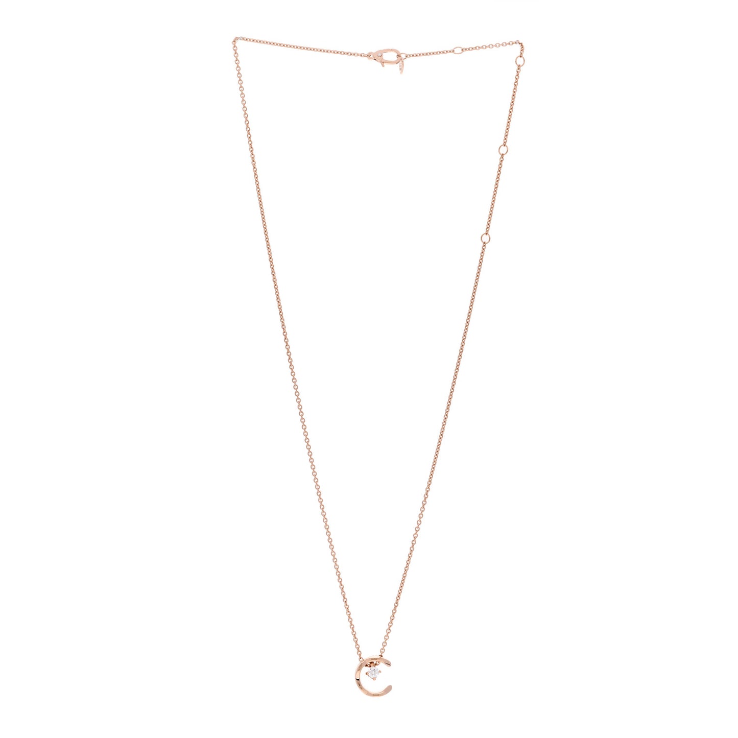 18K Beige Gold Diamond Coco Crush C Necklace