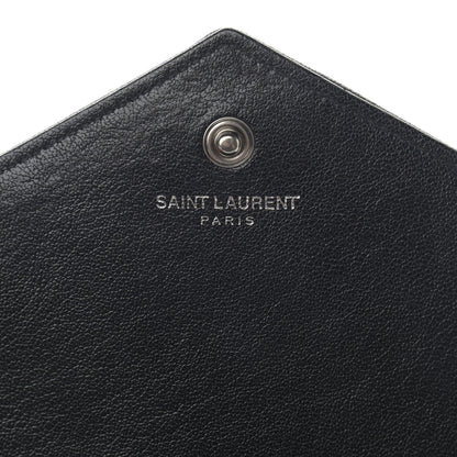 Saint Laurent Sheepskin Tri-Quilt Monogram Envelope Chain Wallet Black 6 of 11