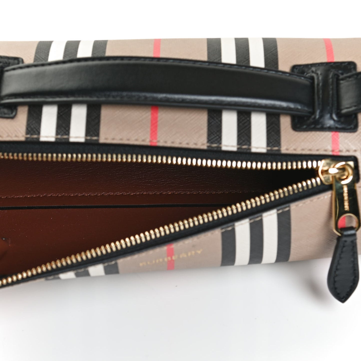 E-Canvas Calfskin Stripe Icon Barrel Bag Archive Beige