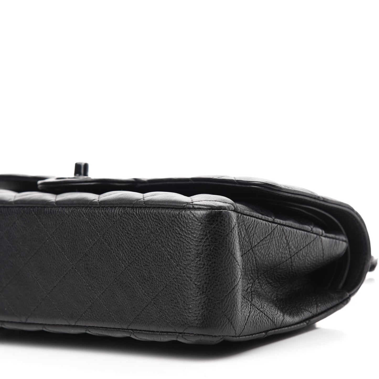 Crumpled Calfskin Quilted Medium Double Flap So Black