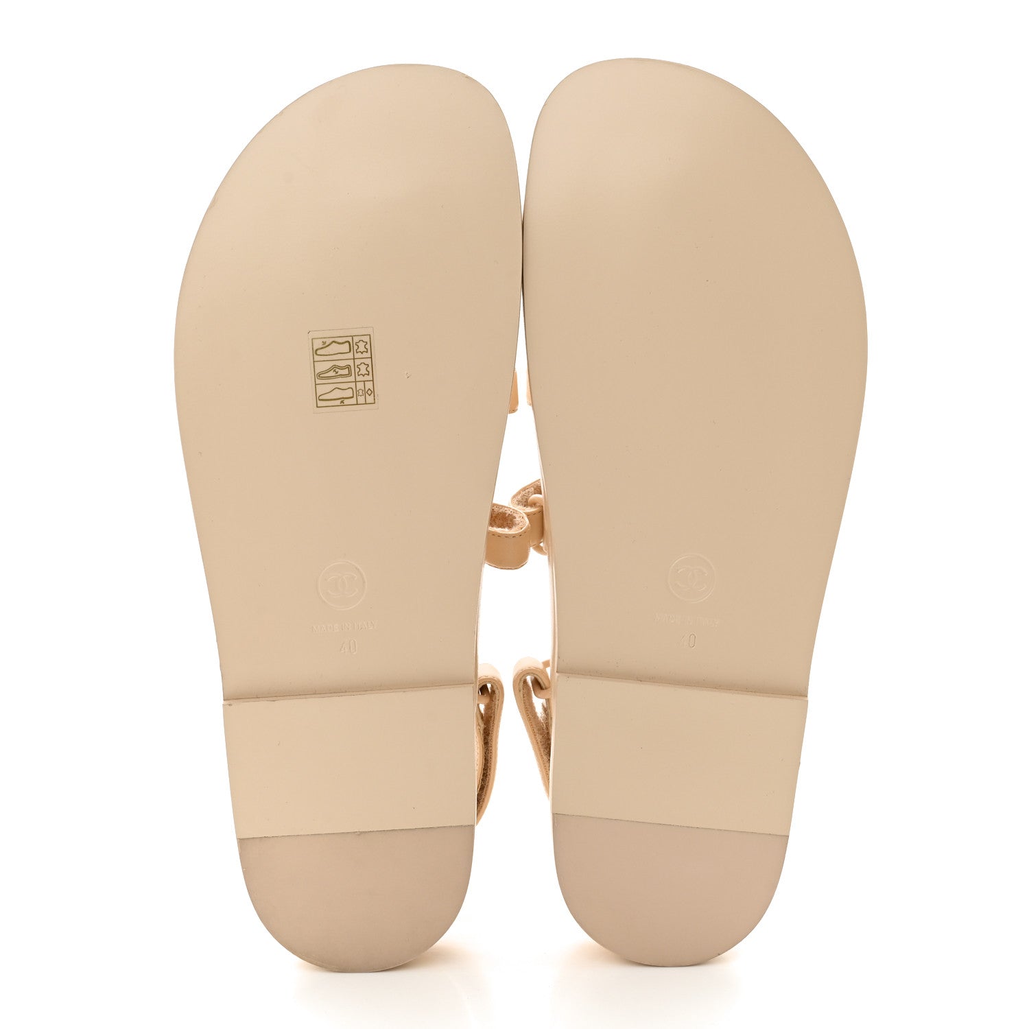 Chanel Lambskin Crystal CC Velcro Dad Sandals 40 Beige 5 of 9