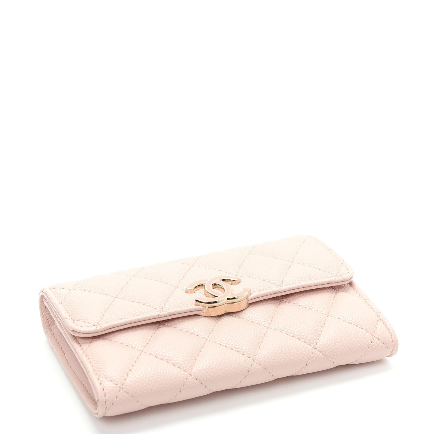 Caviar Quilted Flap Wallet Pink