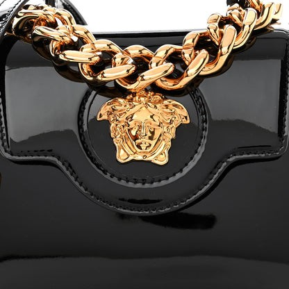 Versace Patent Calfskin Small La Medusa Top Handle Bag Black 7 of 9