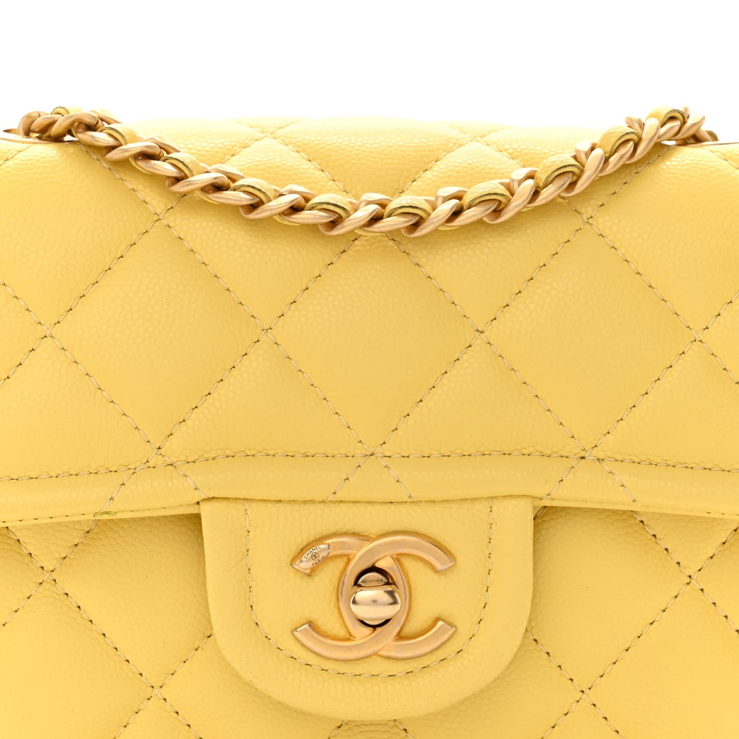 Caviar Quilted Mini Sweet Classic Flap Yellow