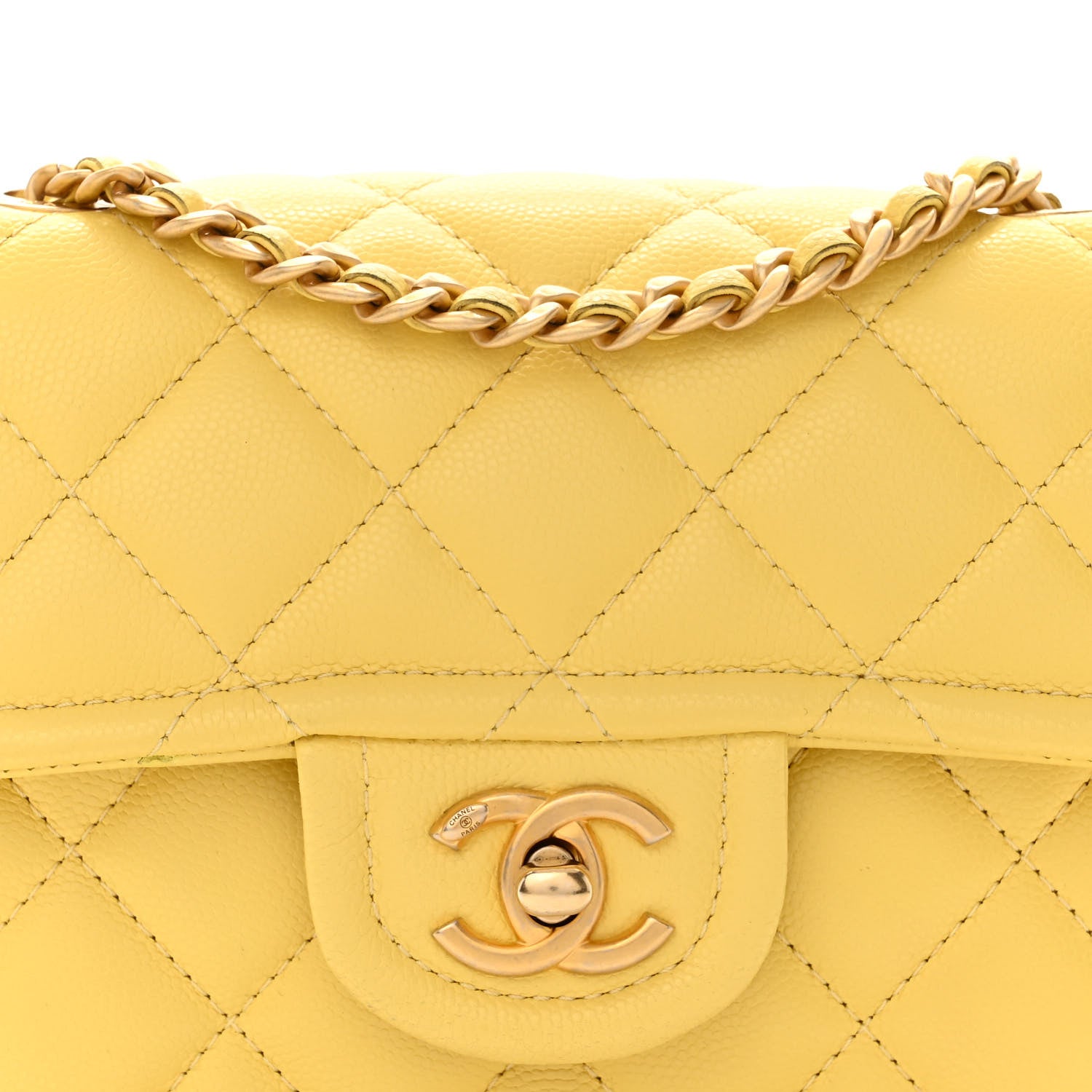 Chanel Caviar Quilted Mini Sweet Classic Flap Yellow 8 of 11