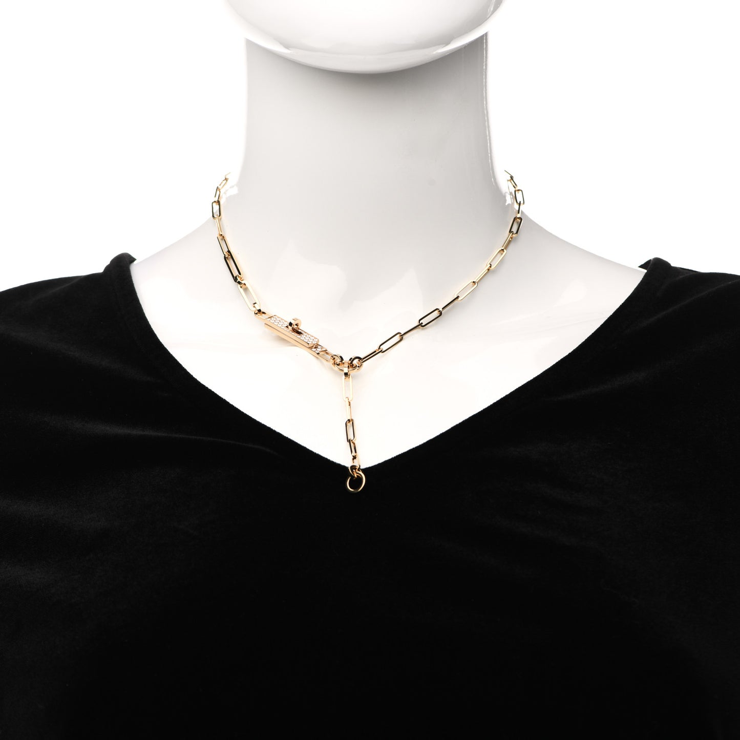 18K Yellow Gold Diamond Pave PM Kelly Chaine Lariat Necklace ST