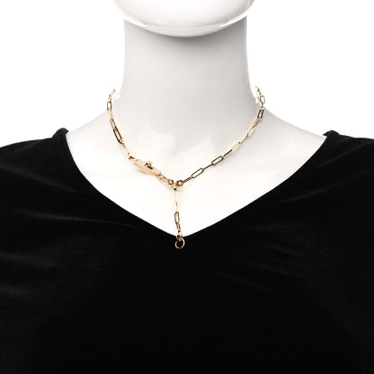Hermes 18K Yellow Gold Diamond Pave PM Kelly Chaine Lariat Necklace ST 2 of 4