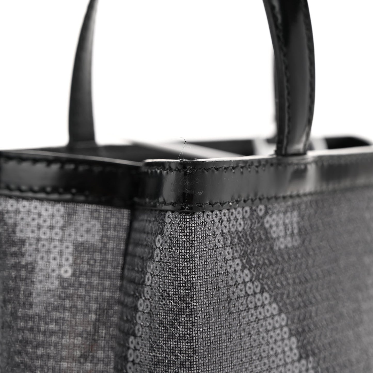 Sequin Mesh Small Tote Bag Black
