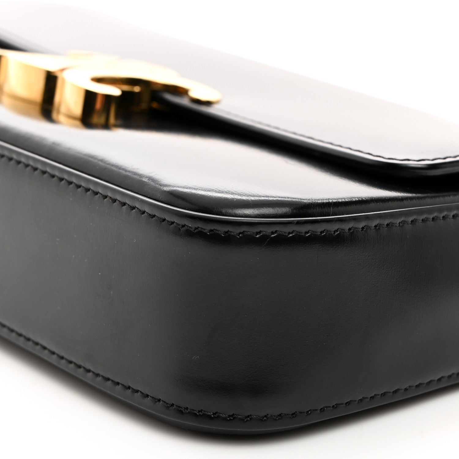 Celine Shiny Calfskin Triomphe Chain Shoulder Bag Black 11 of 11