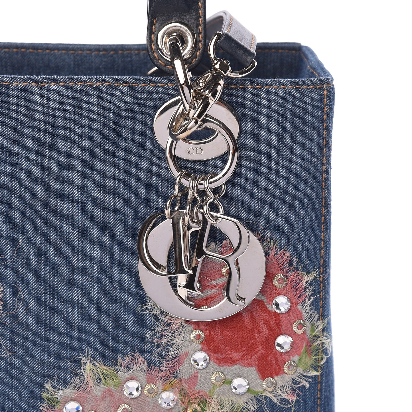 Denim Crystal Medium Lady Dior Blue