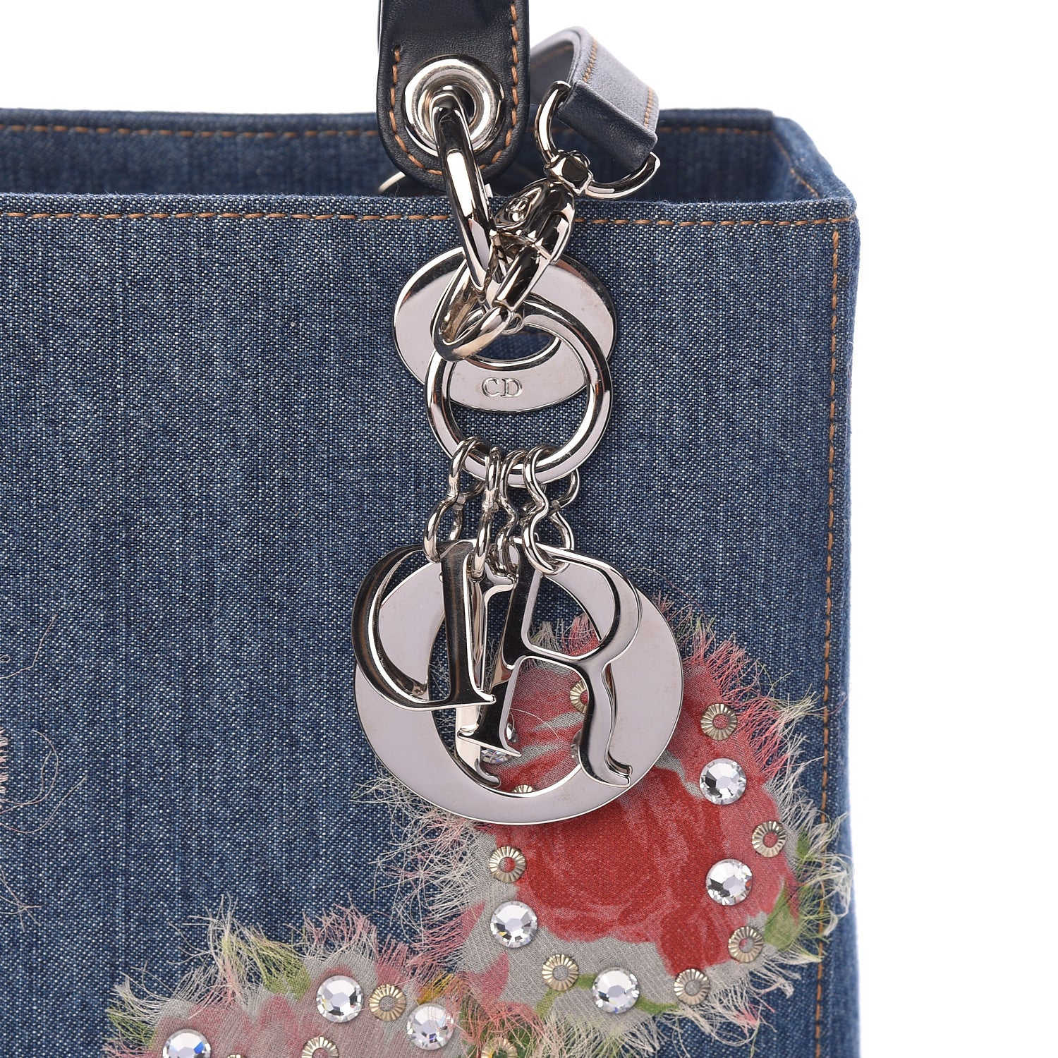 Christian Dior Denim Crystal Medium Lady Dior Blue 7 of 9