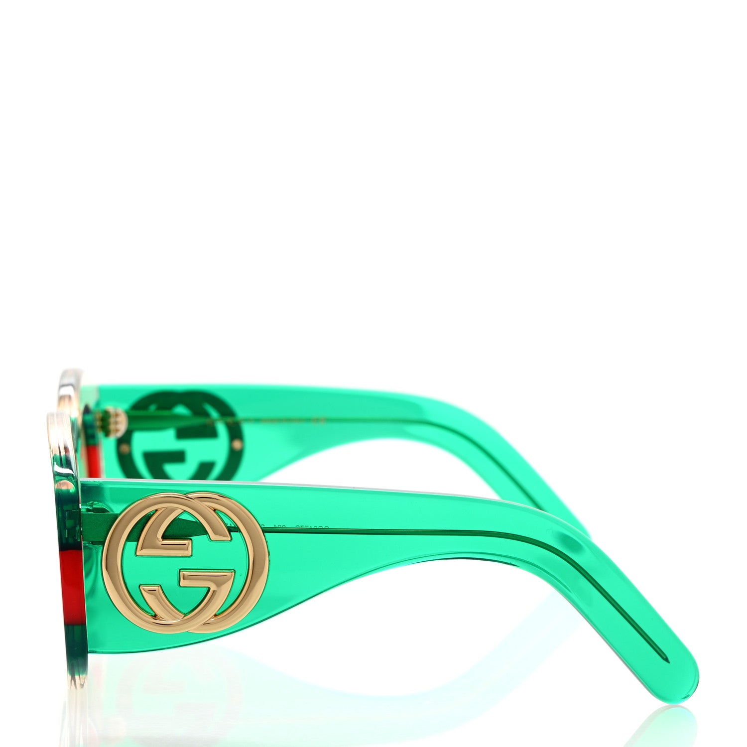 Gucci Acetate Round Frame Sunglasses GG0177S Green Red 3 of 9