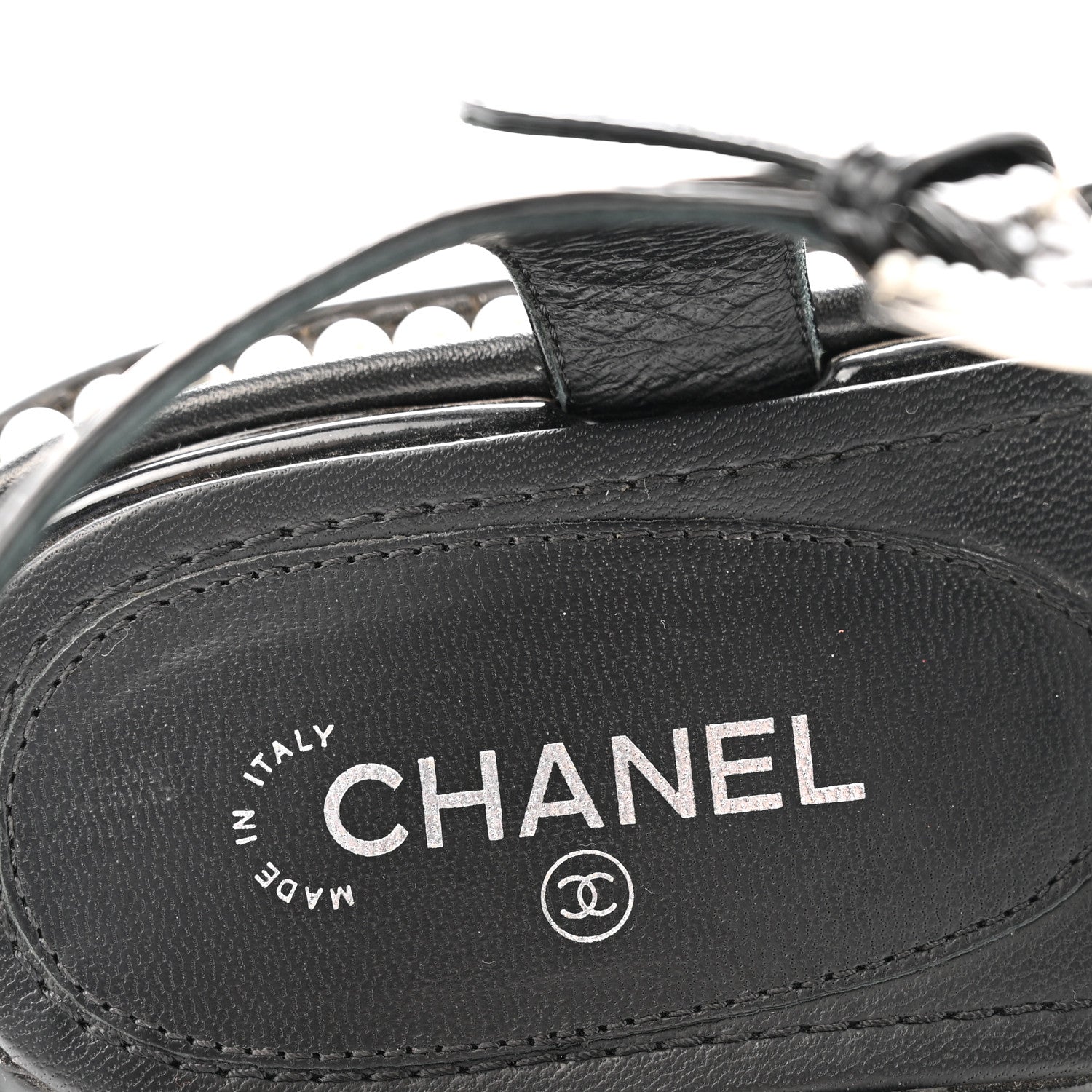 Chanel Patent Calfskin Pearl Platform Sandals 39 Black 7 of 12