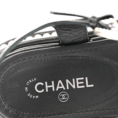 Chanel Patent Calfskin Pearl Platform Sandals 39 Black 7 of 12
