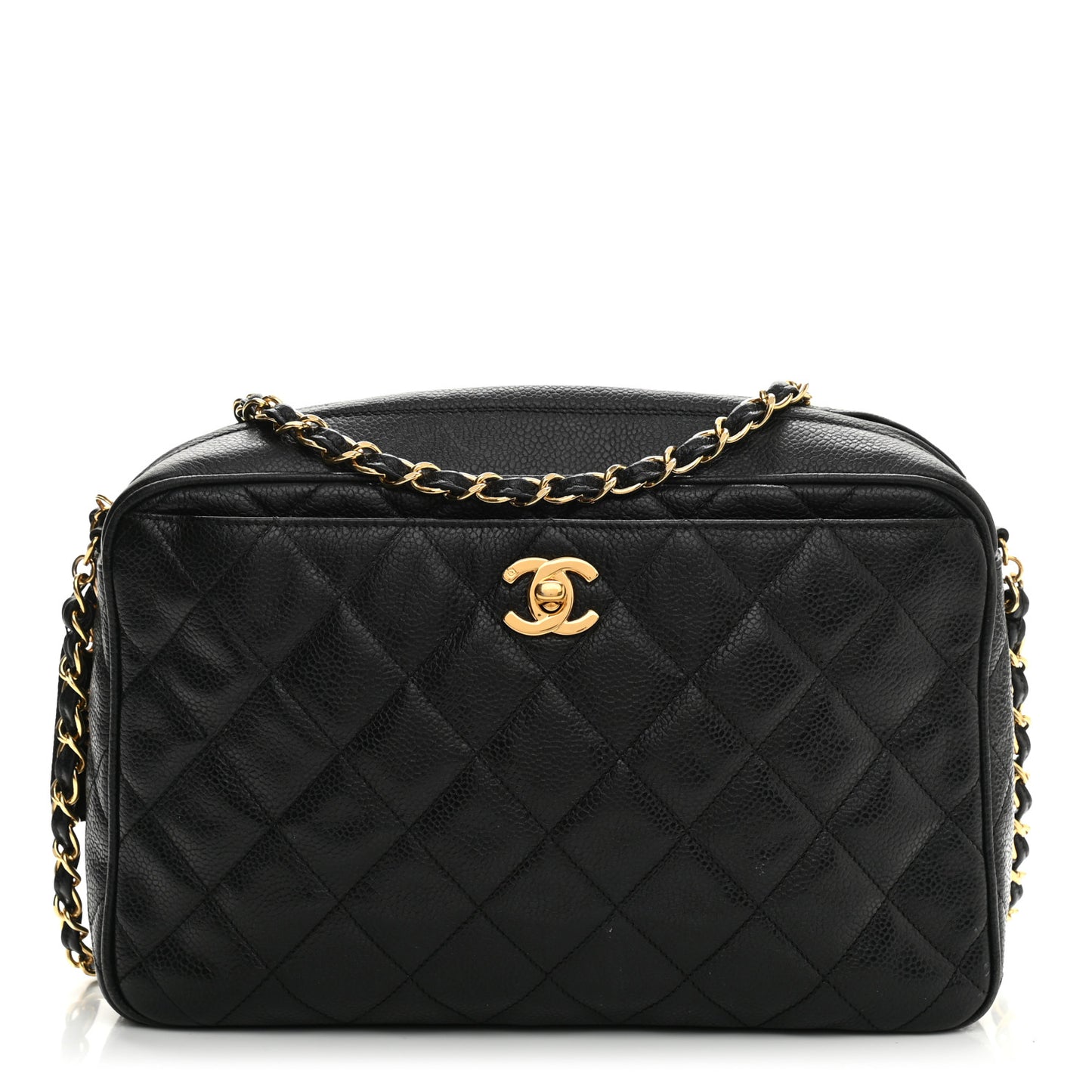 Caviar Quilted Camera Case Black