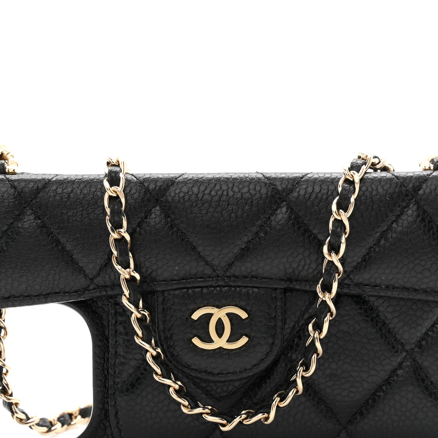 Chanel Caviar Quilted Pearl Crush iPhone 15 Pro Max Holder With Chain Black 8 of 10