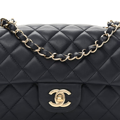 Chanel Lambskin Quilted Mini Rectangular Flap Dark Navy Blue 7 of 11