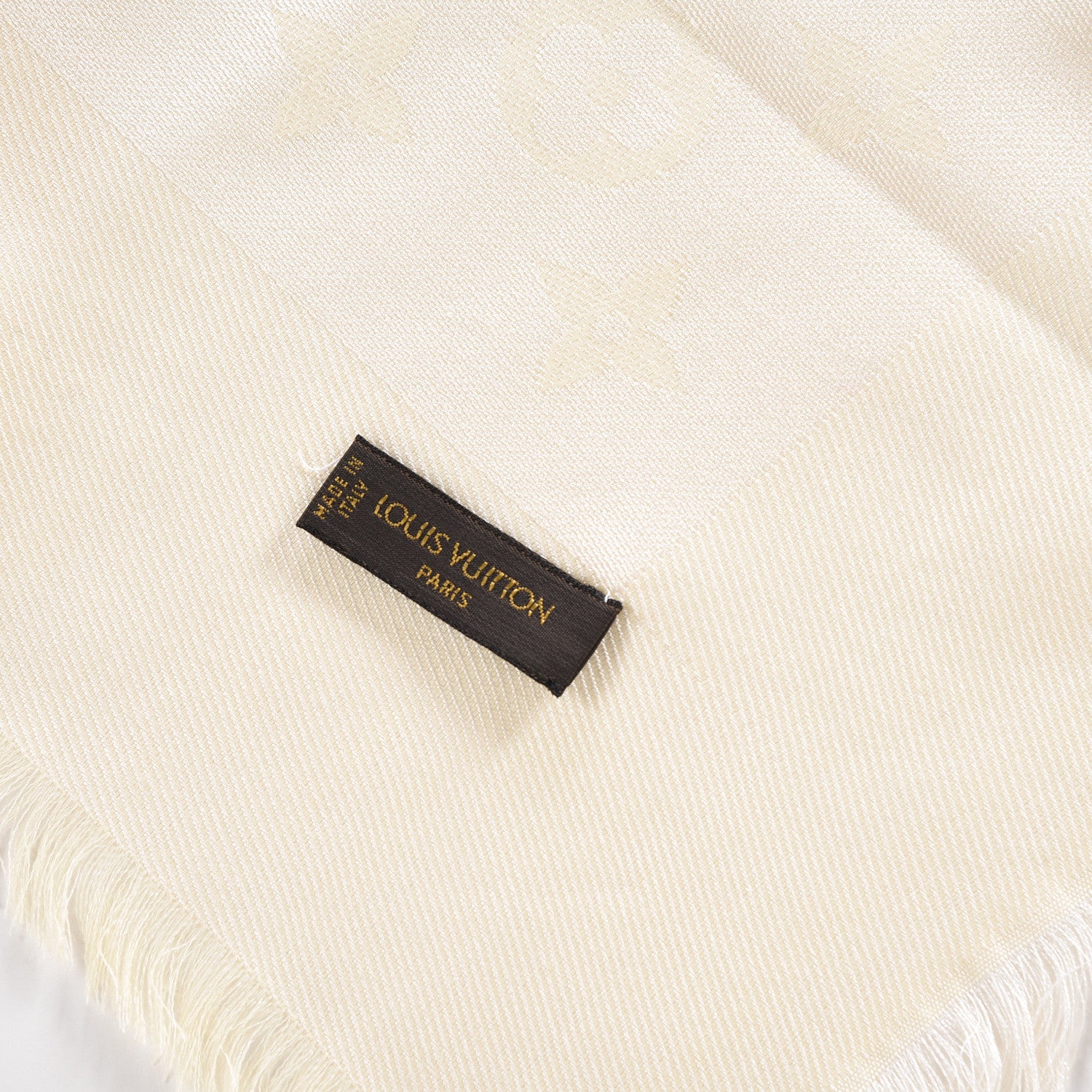 Louis Vuitton Silk Wool Monogram Shine Shawl Beige 3 of 3