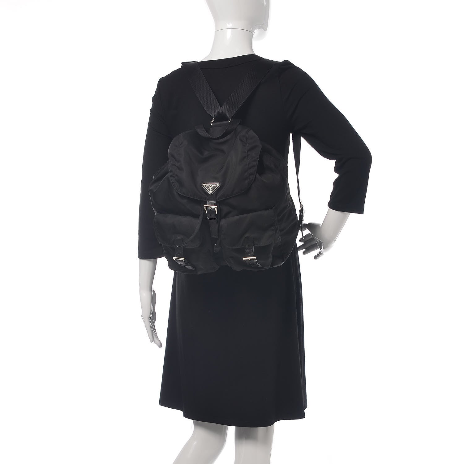 Prada Nylon Vela Saffiano Backpack Black 2 of 10