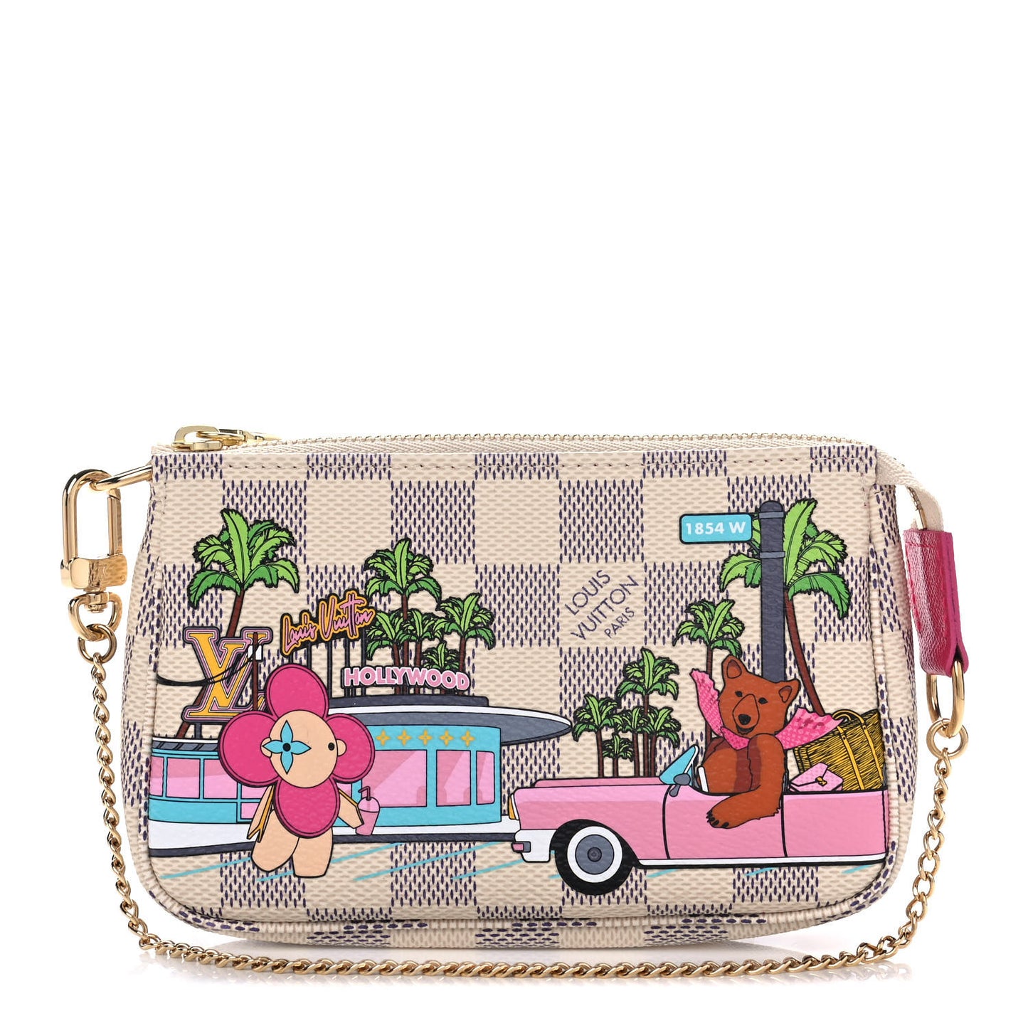 Damier Azur 2021 Christmas Animation Hollywood Mini Pochette Accessories Fuchsia