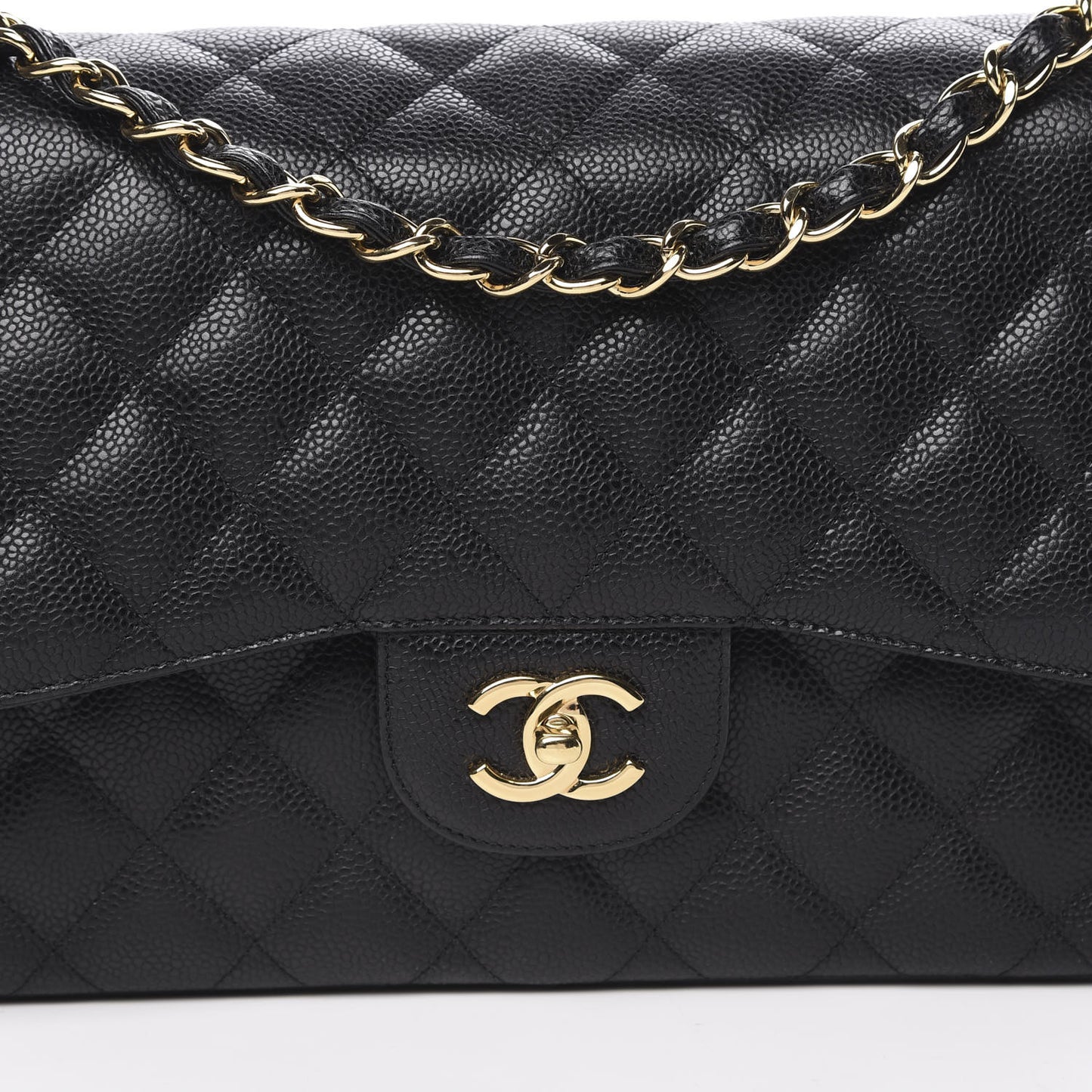Caviar Quilted Jumbo Double Flap Black