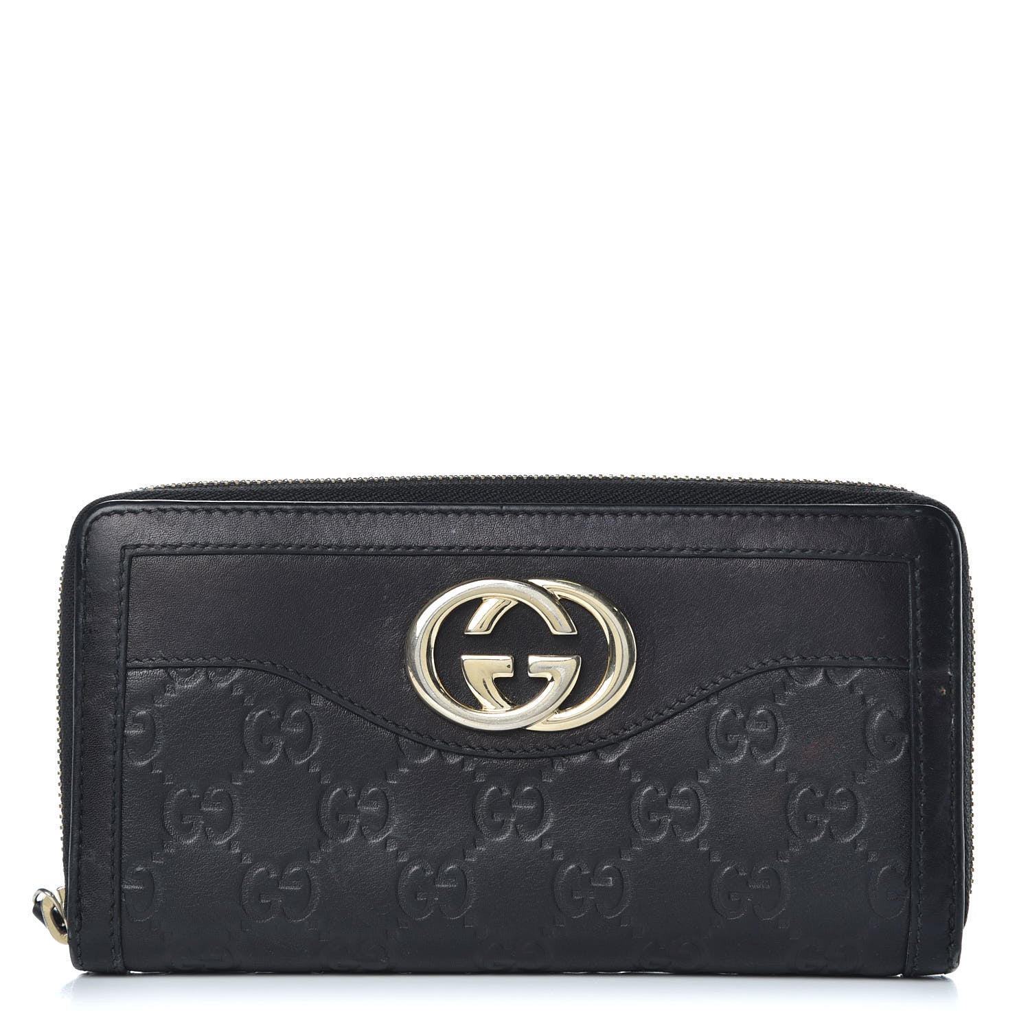 Gucci Guccissima Sukey Zip Around Wallet Black 1 of 13
