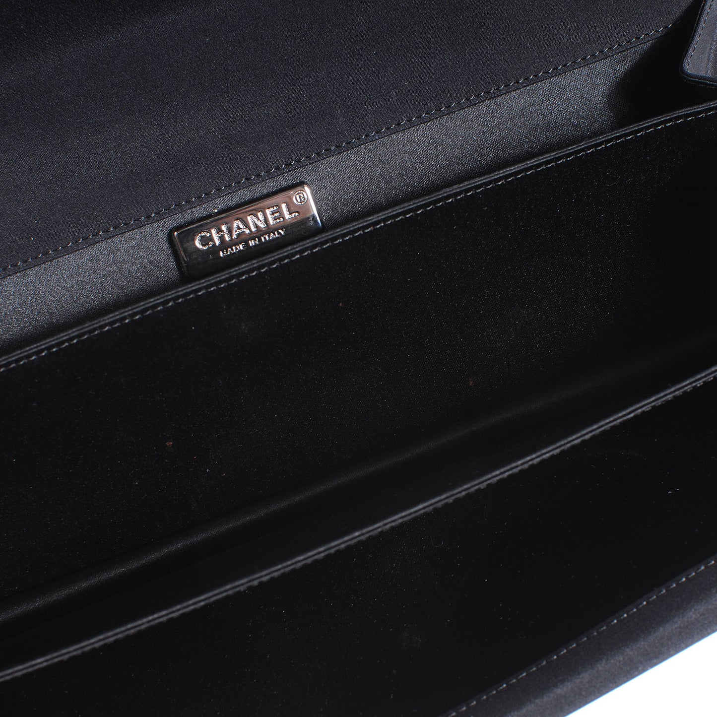 Satin Ribbon Bow Clutch Black