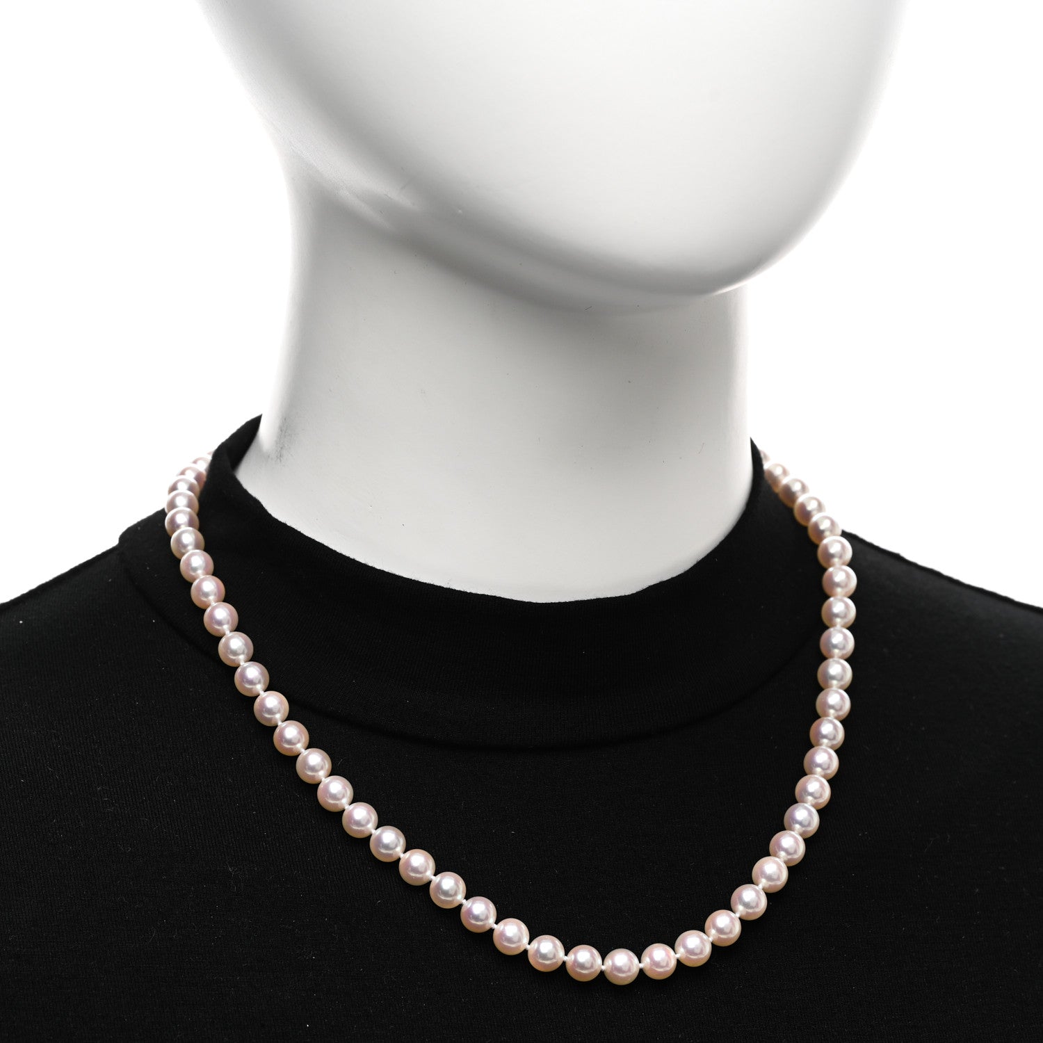 Tiffany 18K White Gold Akoya Pearl 6.5-7mm Signature Strand Necklace 2 of 5