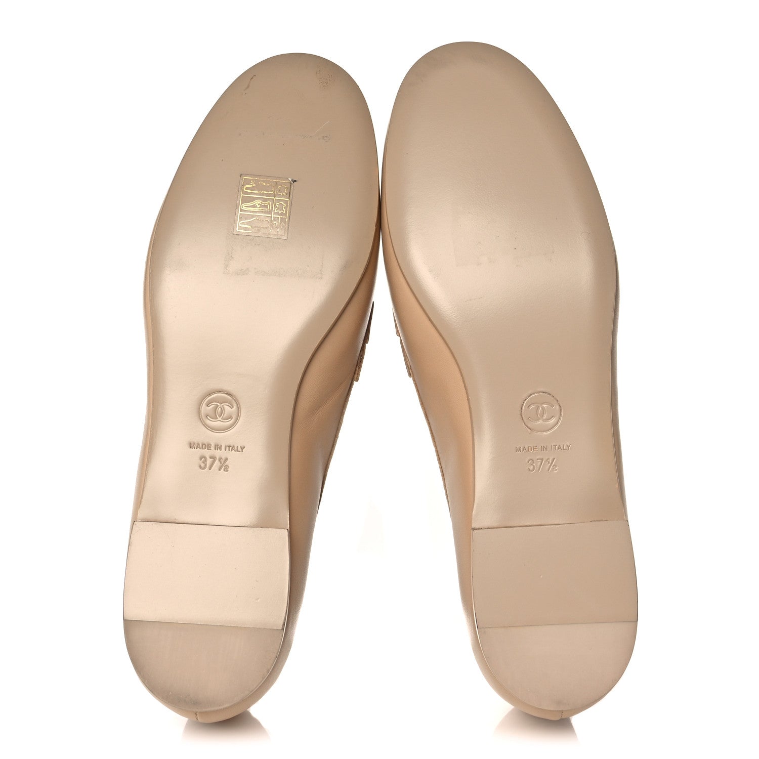 Chanel Lambskin CC Loafers 37.5 Beige 5 of 9