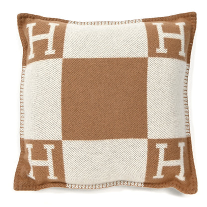 Hermes Wool Cashmere Avalon Pillow PM Ecru Camel 1 of 3