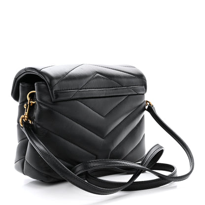 Saint Laurent Calfskin Y Quilted Monogram Toy Loulou Crossbody Bag Black 3 of 11