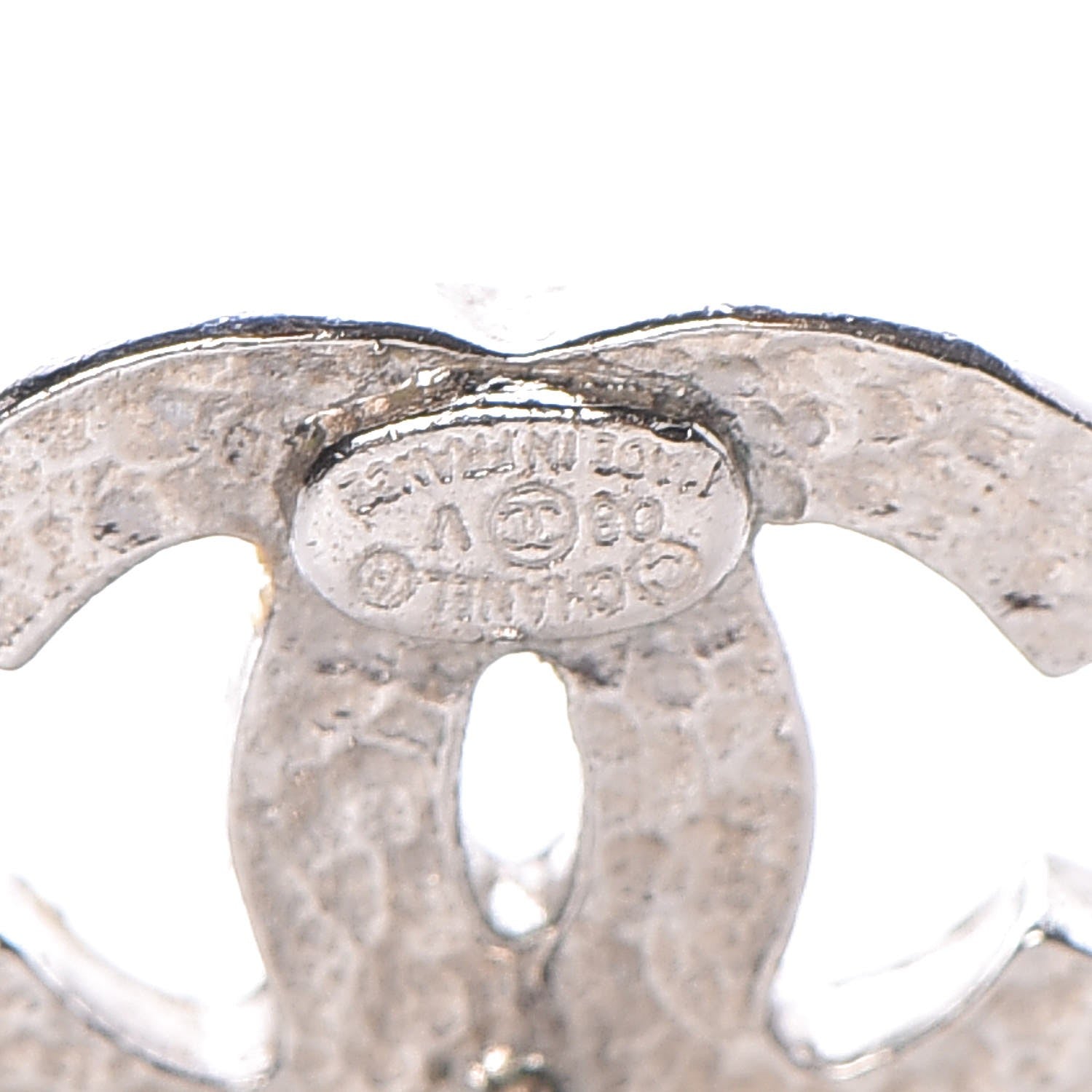Chanel Crystal Mini Timeless CC Earrings Silver 4 of 5