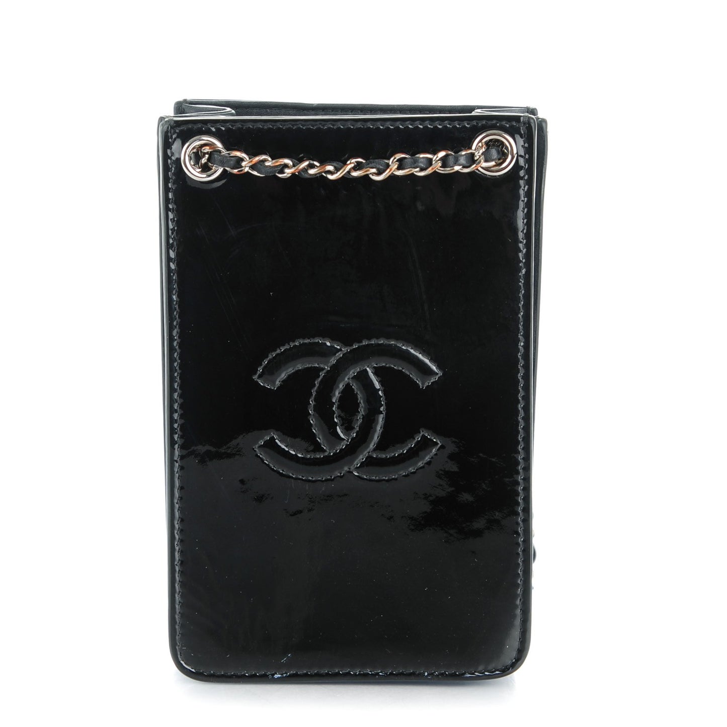 Patent CC Phone Holder Crossbody Black