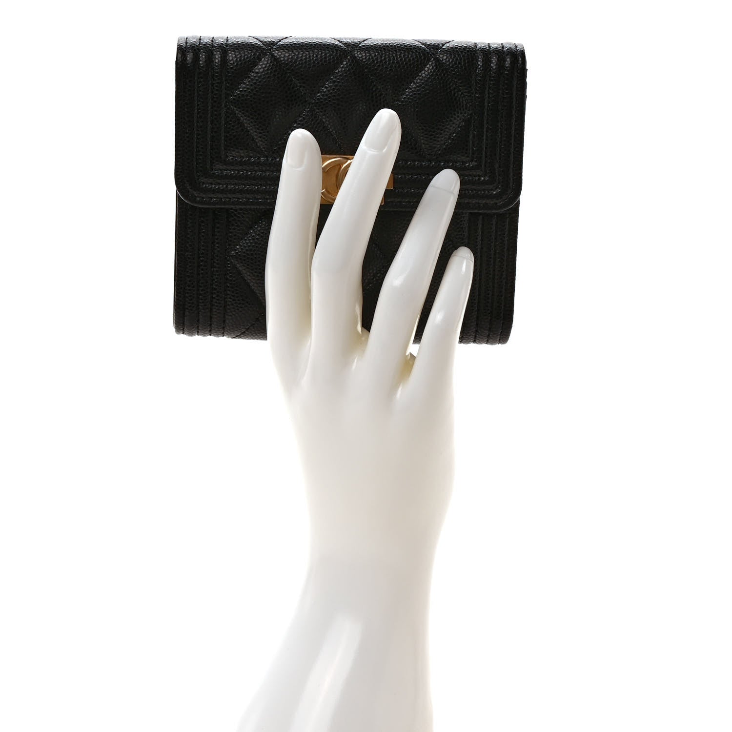 Chanel Caviar Quilted Compact Boy Wallet Black 2 of 6