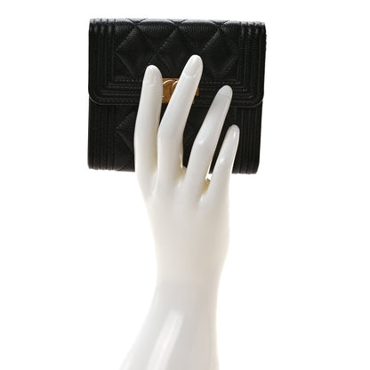 Chanel Caviar Quilted Compact Boy Wallet Black 2 of 6