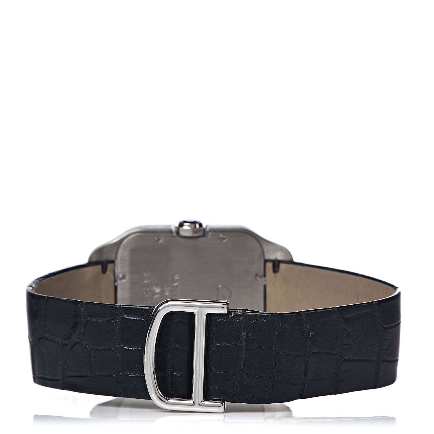 Cartier 18K White Gold Alligator 30mm Santos Dumont Quartz Watch 4 of 9